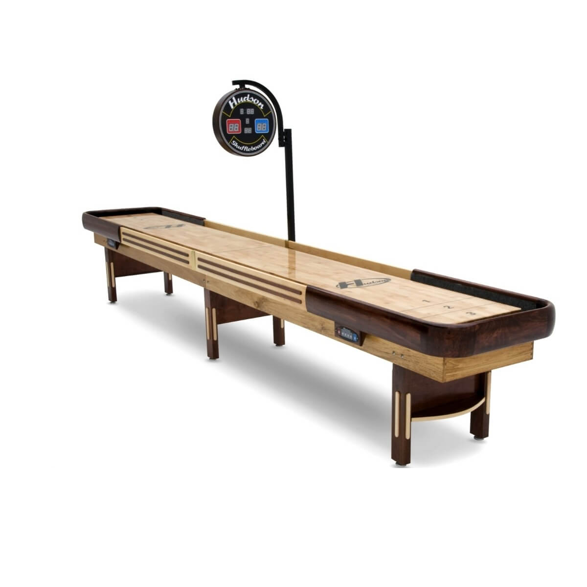 Grand Hudson Deluxe Shuffleboard Table 9'-22' with Custom Stain Options - Gaming Blaze